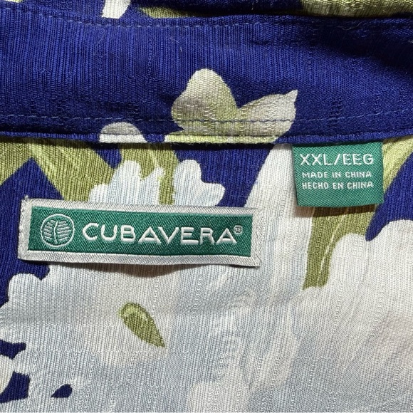 Cubavera Navy and Blue Tropical Print Shirt - Picture 5 of 8
